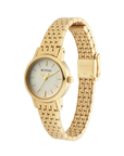 Titan Women's White Dial Gold-Tone Metal Strap Watch 2593YM02