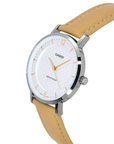 Casio LTP-VT04L-7A1DF Women's White-Dial Beige Leather Analog Watch