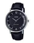 Casio MTP-VT03L-1BDF Men's Black-Dial Black Leather Analog Watch