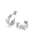 Olivia Burton 24100218 Signature Feather Silver Tone Hoop Earrings