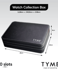 TYME Premium Watch Collection Box 10 Slot PVC Black