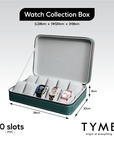 TYME Premium Watch Collection Box 10 Slot PVC Green