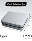 TYME Premium Watch Collection Box 10 Slot PVC Grey