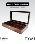 TYME Premium Watch Collection Box 12 Slot Wood
