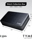 TYME Premium Watch Collection Box 12 Slot PVC Black