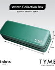 TYME Premium Watch Collection Box 6 Slot PVC Green