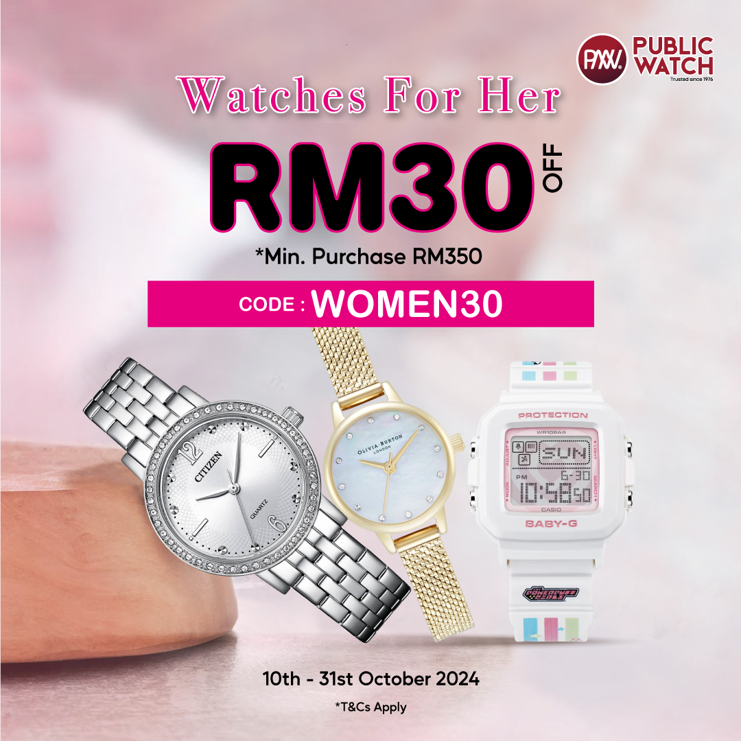 RM30 OFF When You Spend RM350 on Stylish Women’s Watches – Treat Yourself Today!