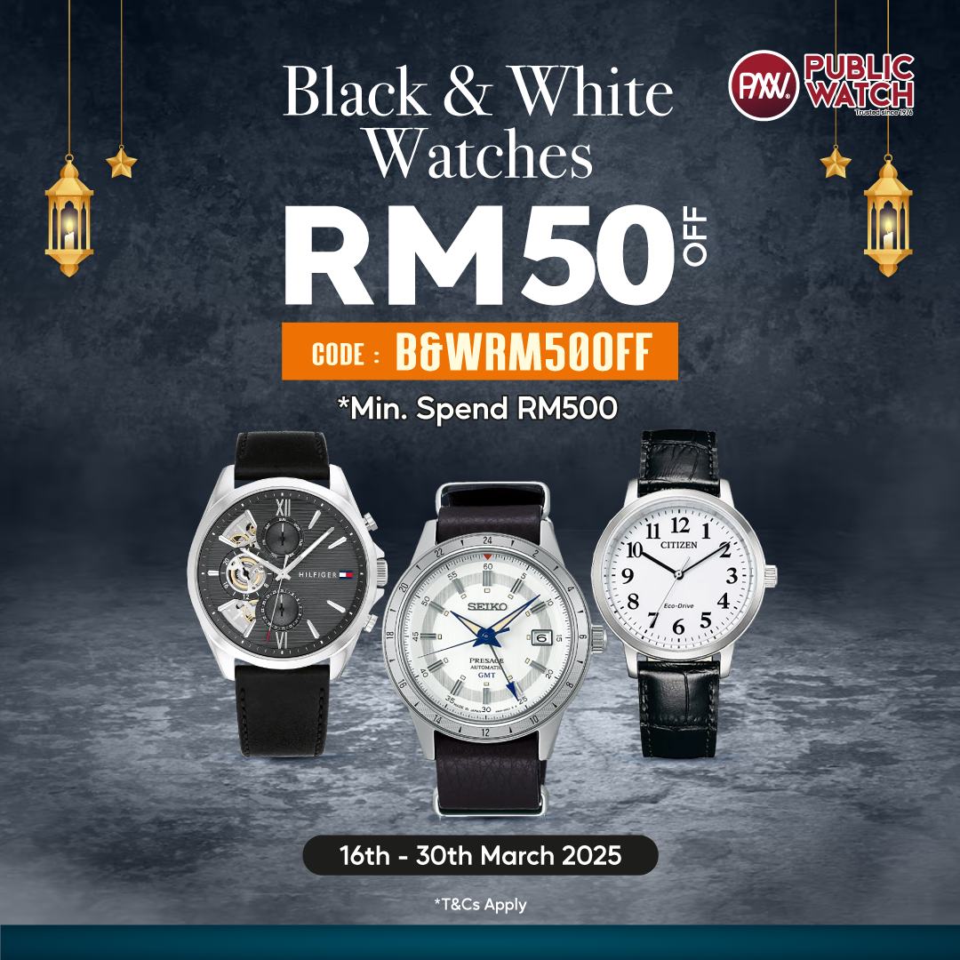 Timeless Duo Offer: RM50 OFF Black & White Watches with Min Spend RM500 !