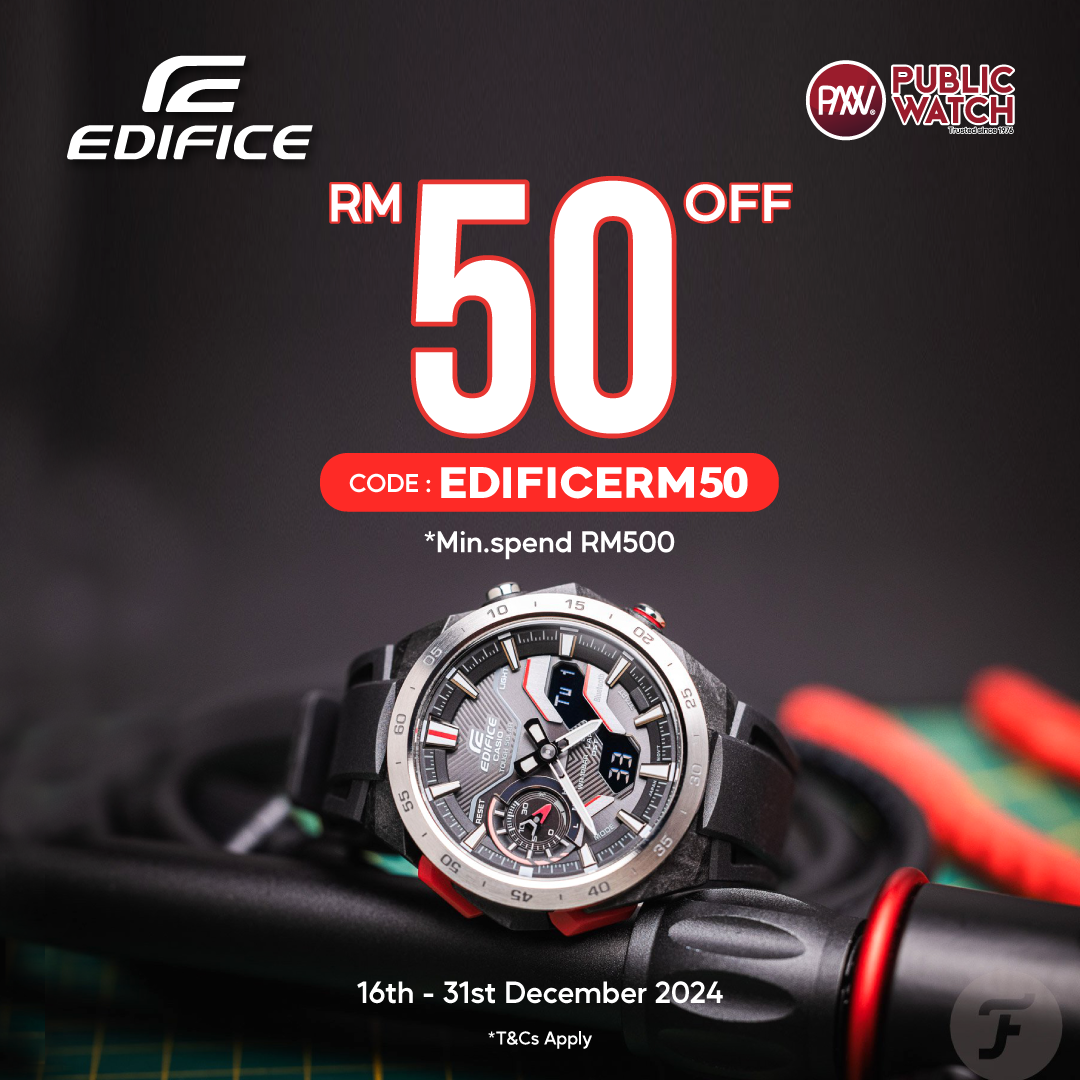 Elevate Your Style: RM50 Off Edifice Watches with Min. Spend RM500!