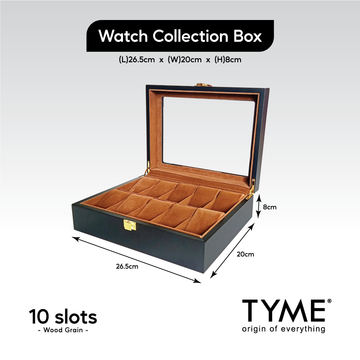 TYME Premium Watch Collection Box 10 Slot Wood Black