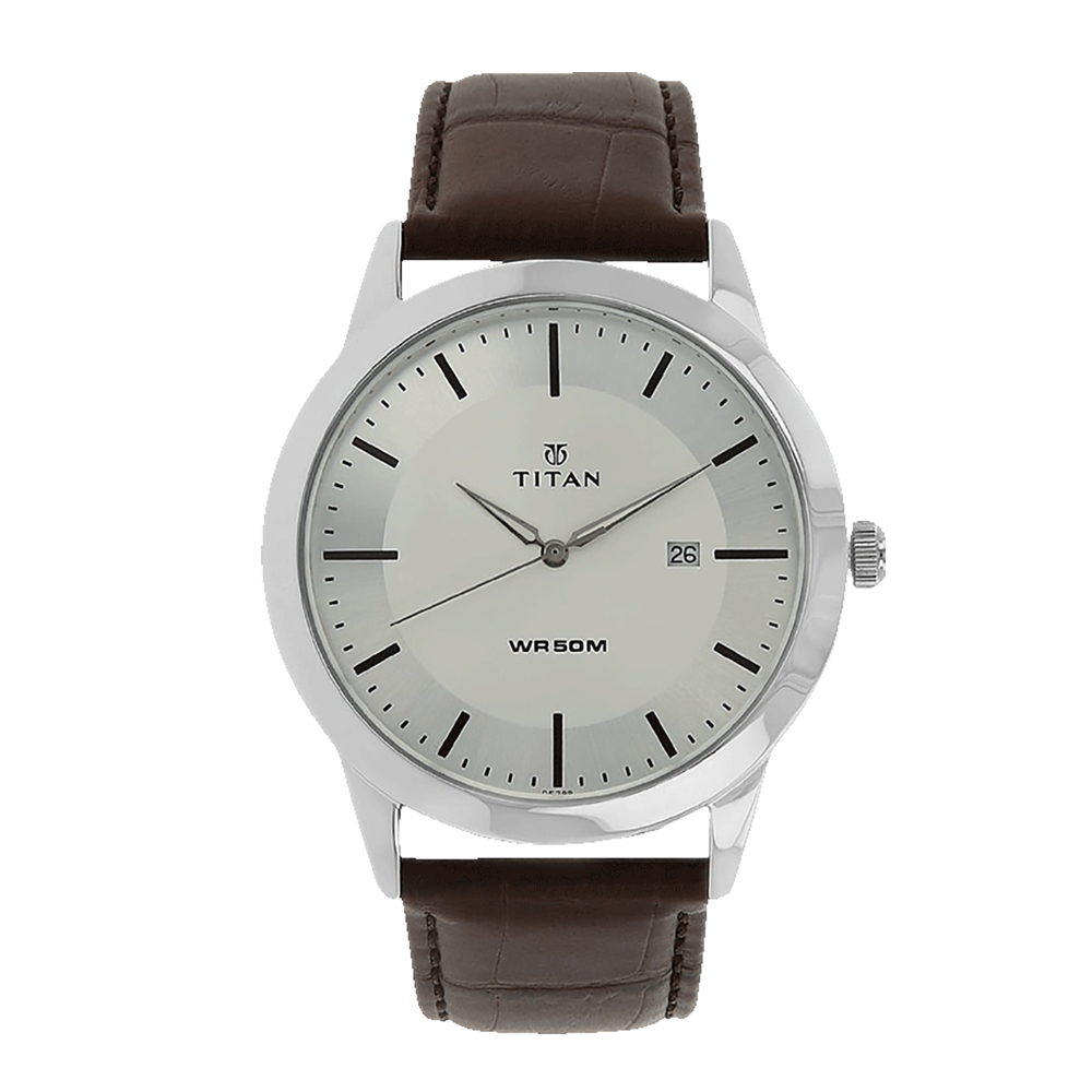 Titan 1584SL03 Men's Analogue Watch – Silver Dial