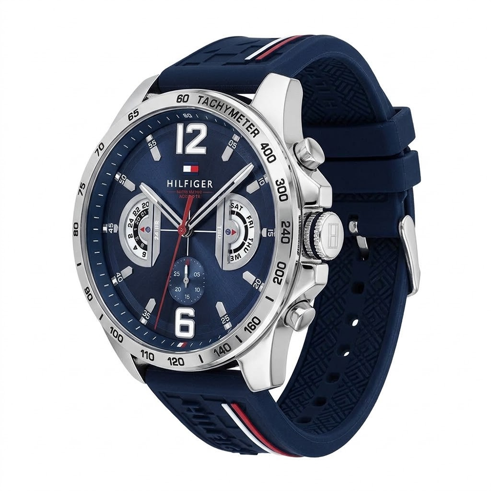 Tommy Hilfiger 1791476 Men's Quartz Watch – Blue Dial, Rubber Strap