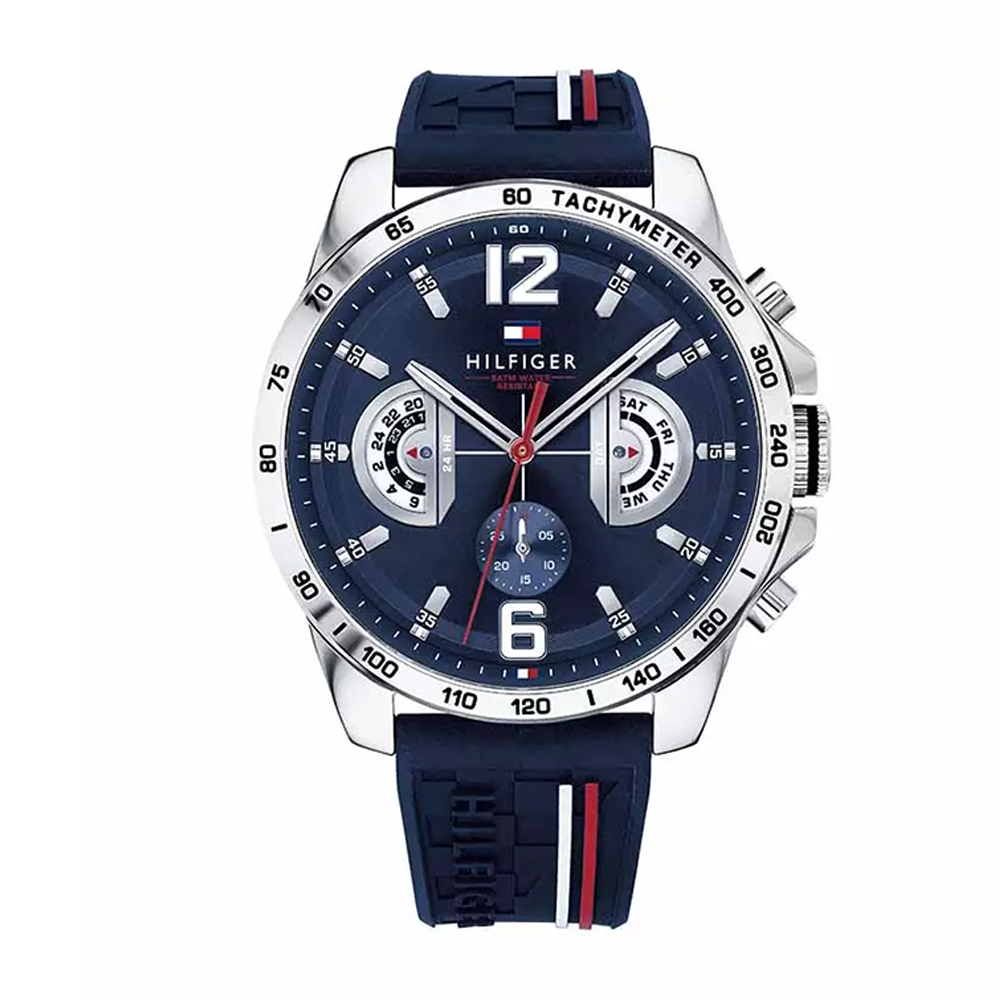 Tommy Hilfiger 1791476 Men's Quartz Watch – Blue Dial, Rubber Strap