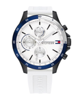 Tommy Hilfiger Bank Men's White Dial White Silicone Strap Watch 1791723