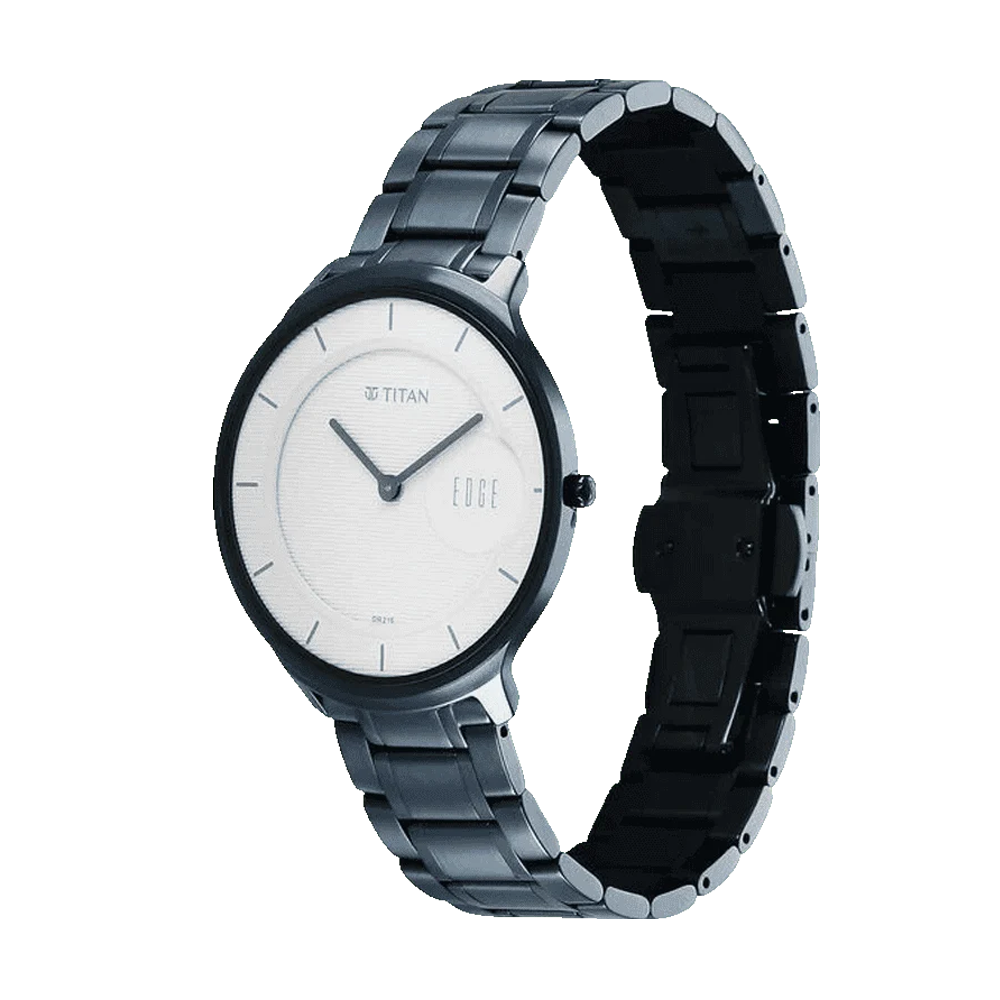 Titan Edge Murals Men's White Dial Blue Stainless Steel Watch 1843QM04