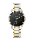Titan Lagan Men's Black Dial Two-Tone Metal Strap Watch 1845BM01
