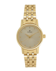 Titan Champagne 2593YM01 Women's Gold Quartz Watch