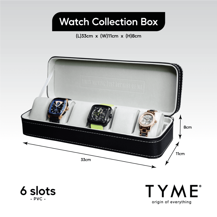 [🎁 FREE GIFT] TYME Premium Watch 6 Slots Collection Box Black (worth RM98)