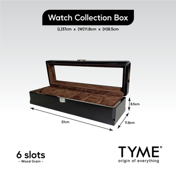 TYME Premium Watch Collection Box 6 Slot Wood Shining Black