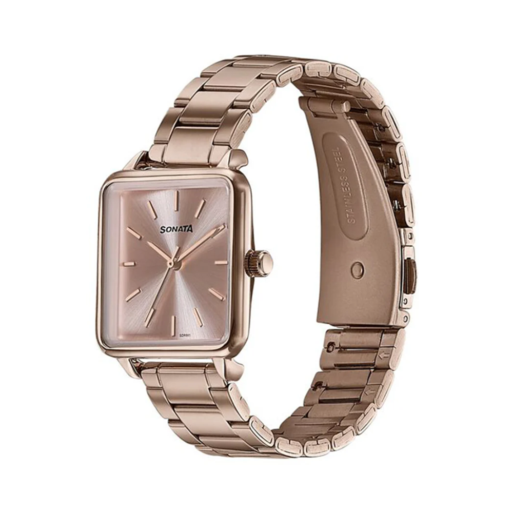 Titan Sonata 87084WM01 Wedding Edit Women's Pink Dial Rose Gold Stainless Steel Quartz Watch