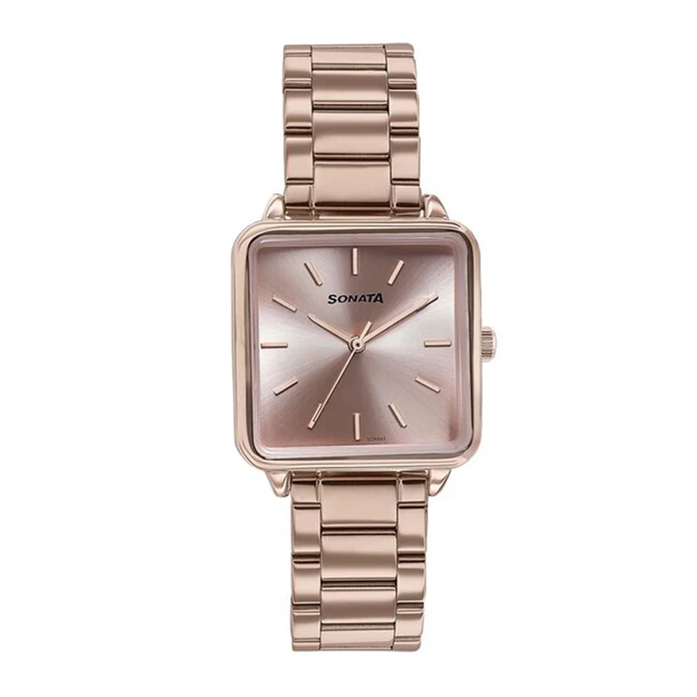 Titan Sonata 87084WM01 Wedding Edit Women's Pink Dial Rose Gold Stainless Steel Quartz Watch