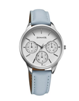 Titan Sonata 87085SL01 Eternia Women's Silver Dial Blue Leather Multifunction Quartz Watch