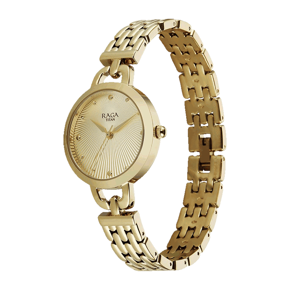 Titan 95349YM01 Women's Quartz Watch – Gold-Tone Dial