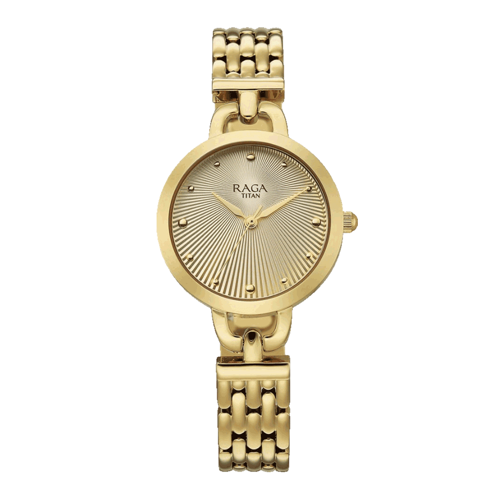 Titan 95349YM01 Women's Quartz Watch – Gold-Tone Dial