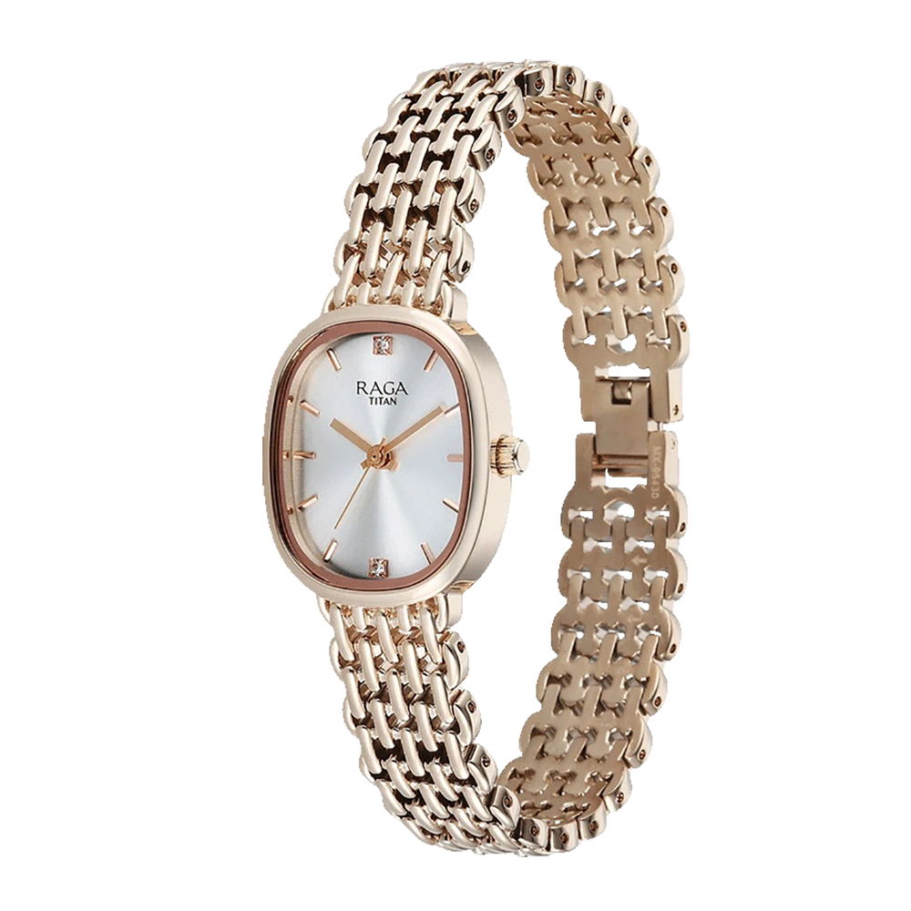 Titan 95430WM01 Women's Quartz Watch – Silver Dial, Metal Band