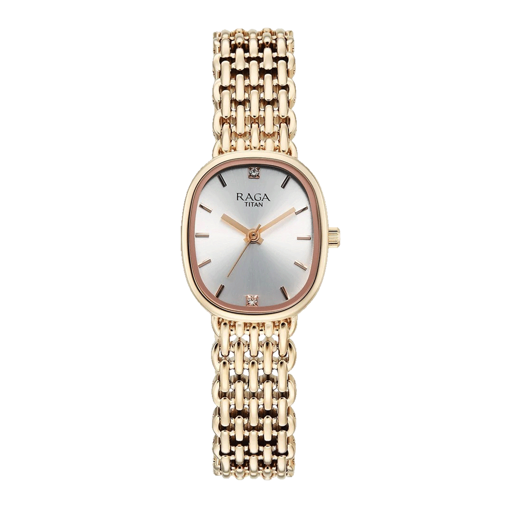 Titan 95430WM01 Women's Quartz Watch – Silver Dial, Metal Band
