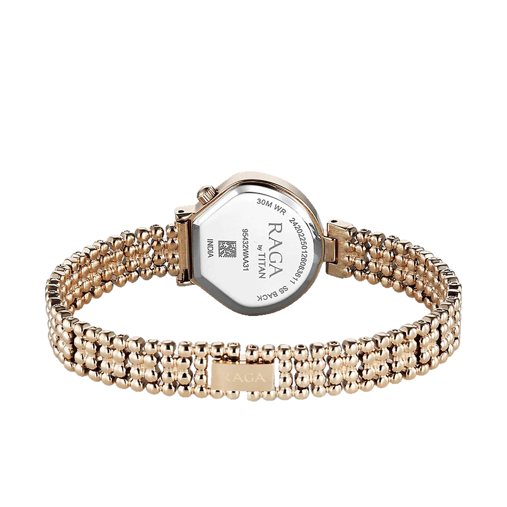 Titan 95432WM01 Women's Quartz Watch – White Dial, Metal Band