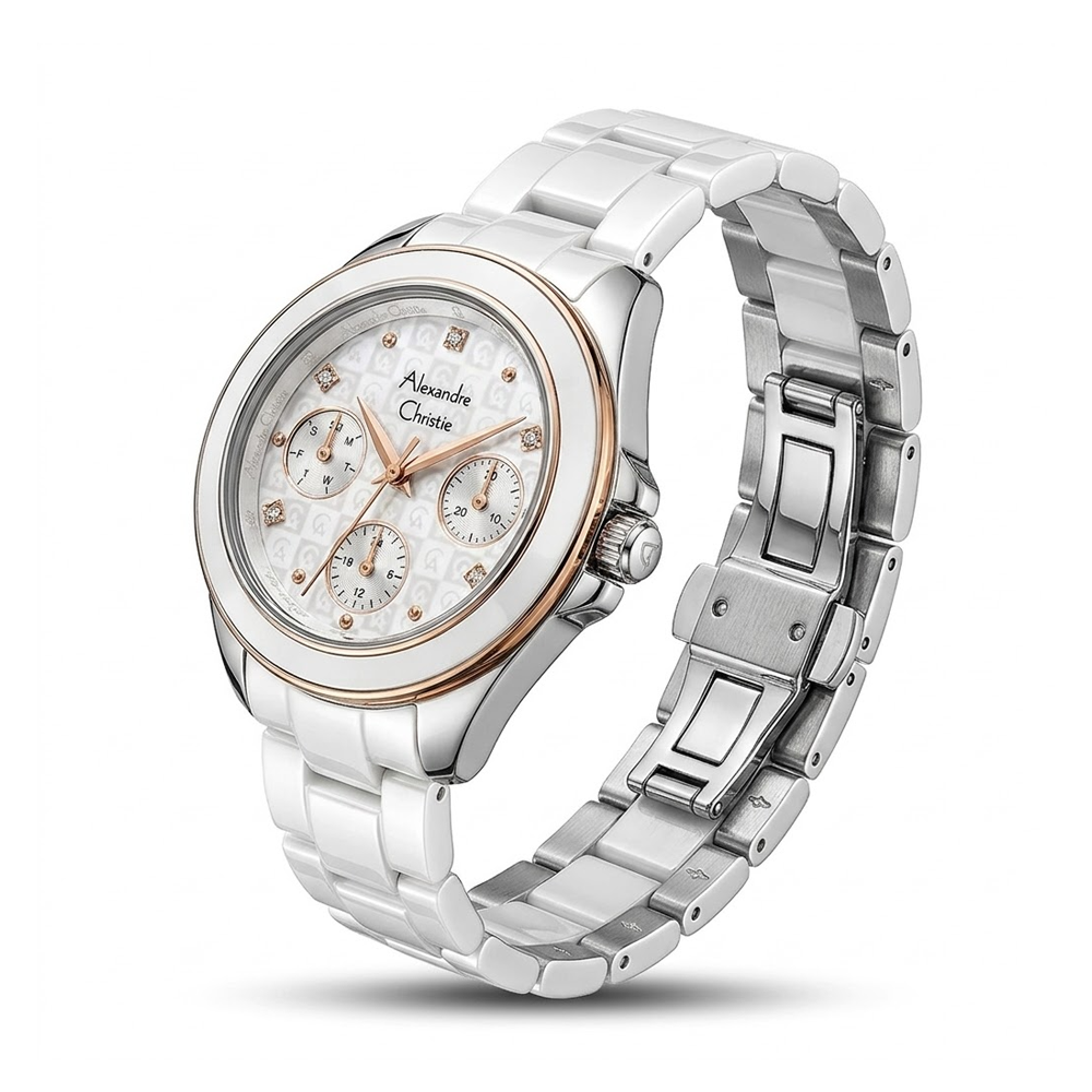 Alexandre Christie AC2A70BFBSSSLRG Passion Women's Silver &amp; Rose Gold Stainless Steel Watch
