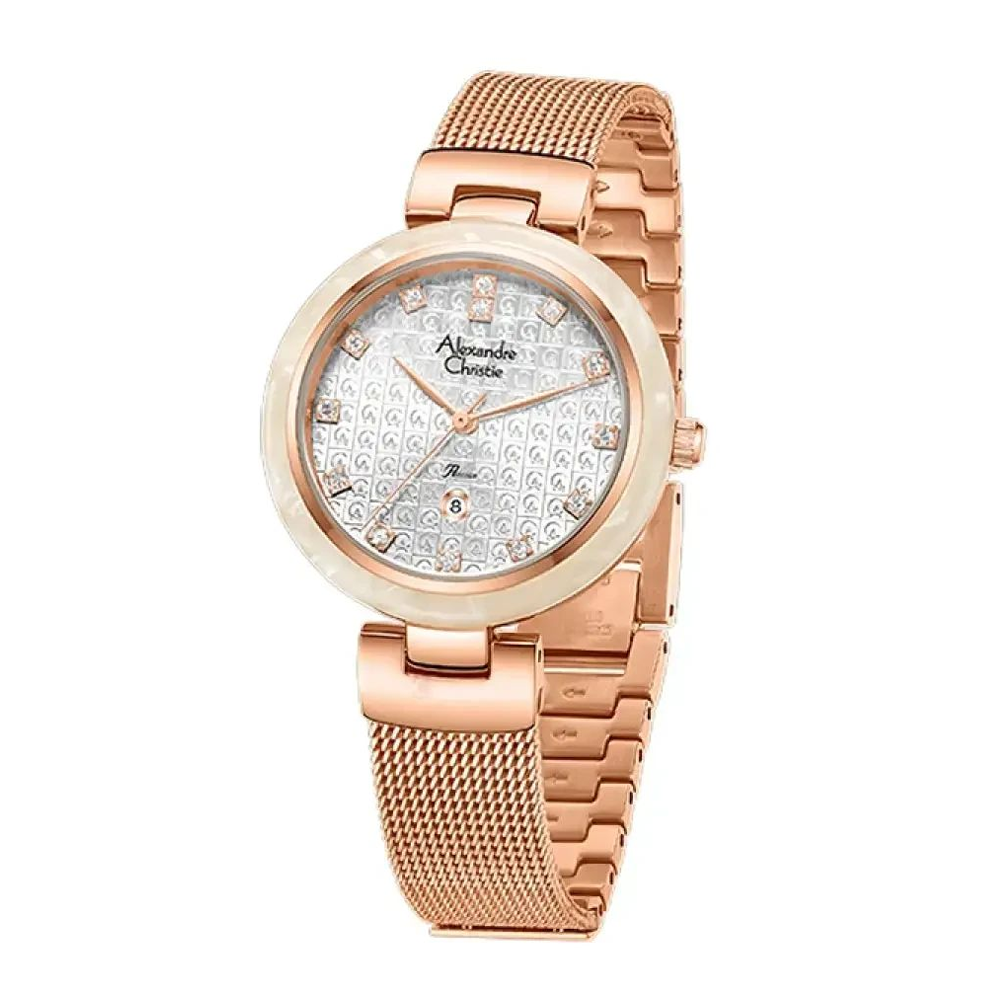 Alexandre Christie AC2C07LDBRGSL Passion Women's Silver Dial Rose Gold Stainless Steel Watch