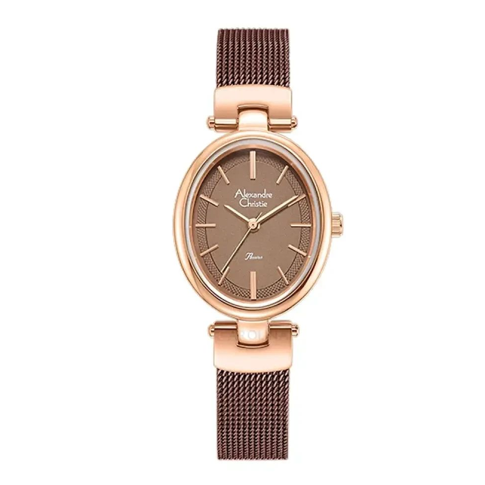 Alexandre Christie AC2C08LHBROBO Passion Women's Brown Dial Rose Gold &amp; Brown Stainless Steel Watch