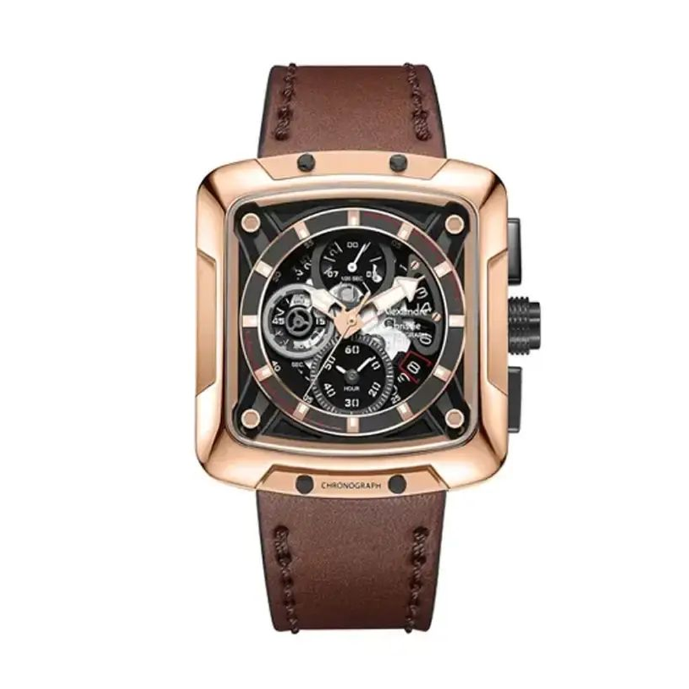 Alexandre Christie AC3030GCLBRBA Men's Black Dial Brown Leather Strap Chronograph Watch