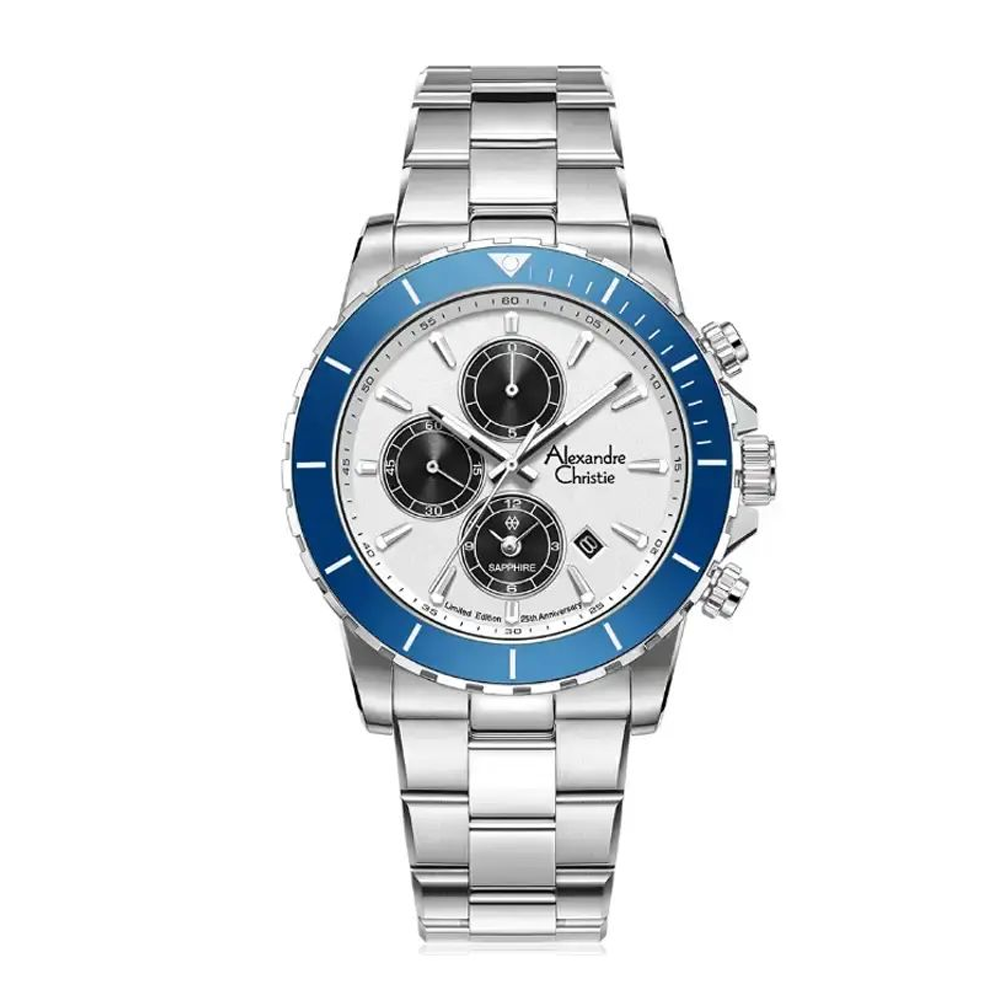 Alexandre Christie AC6141XXVMSSSLBU Men's Blue Dial Silver Stainless Steel Chronograph Watch