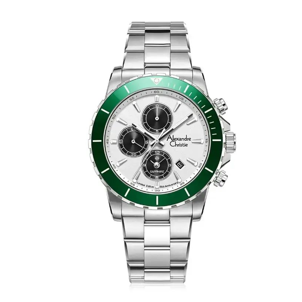 Alexandre Christie AC6141XXVMSSSLGN Men's Green Dial Silver Stainless Steel Chronograph Watch