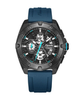 Alexandre Christie AC6693MCREPBABU Men's Blue Dial Rose Gold Case Black Rubber Strap Chronograph Watch