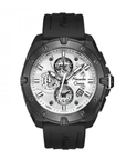 Alexandre Christie AC6693MCREPSL Men's White Dial Matte Black Case Black Rubber Strap Chronograph Watch