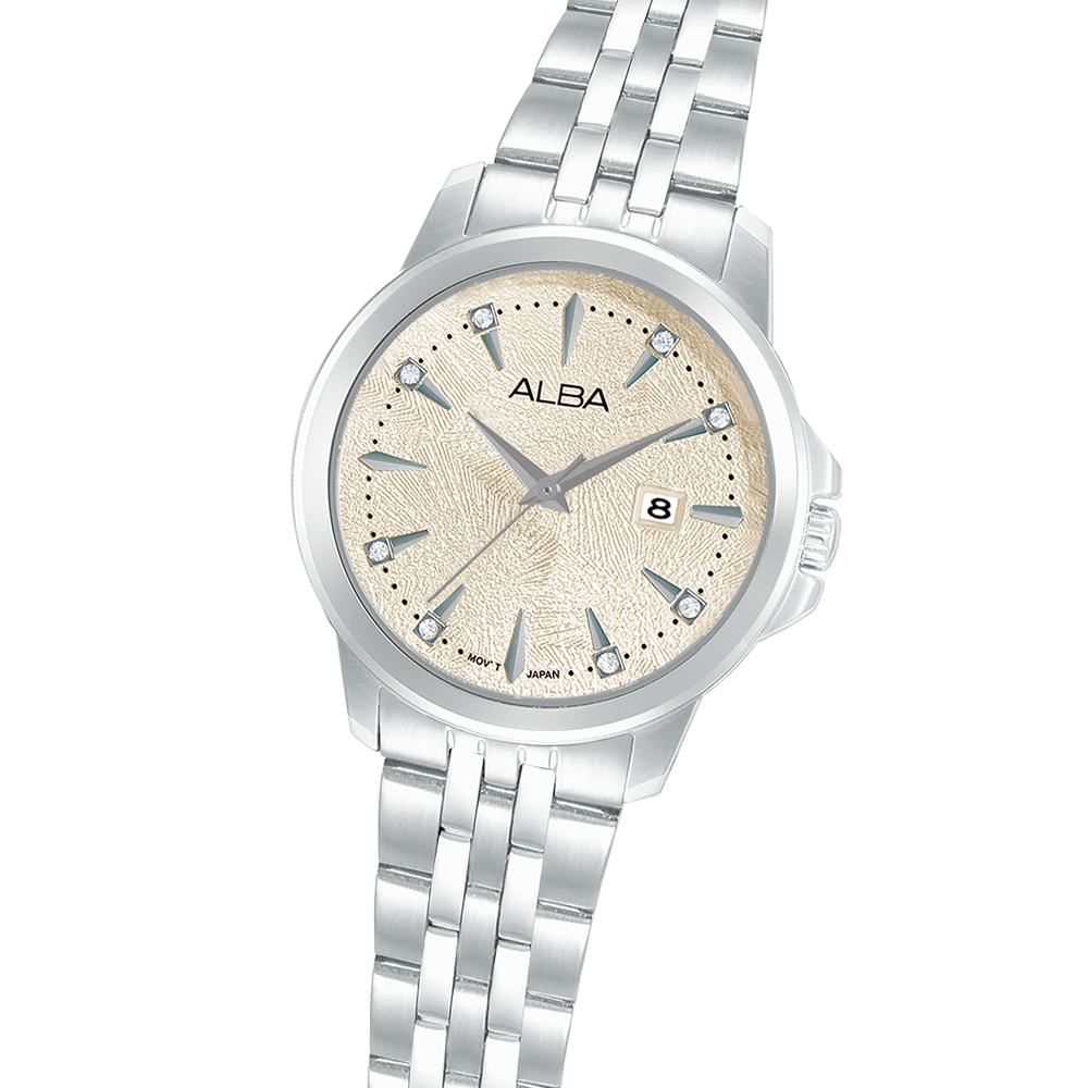 Alba Fashion Women Ivory Dial Stainless Steel Bracelet Watch AH7EY3X1