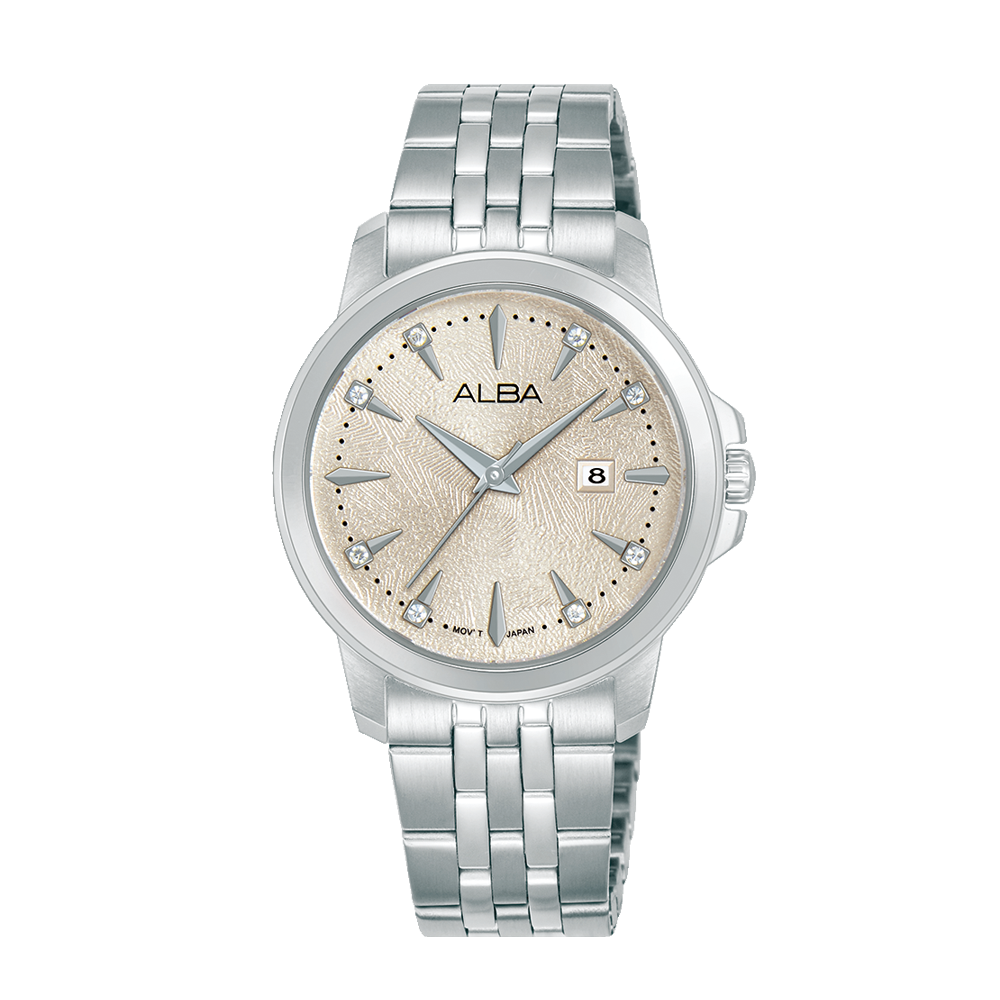 Alba Fashion Women Ivory Dial Stainless Steel Bracelet Watch AH7EY3X1