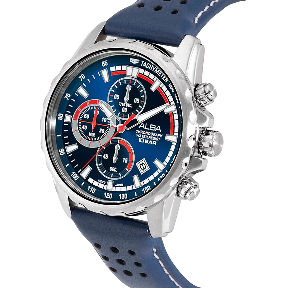 Alba AM3937X Men's Quartz Chronograph Leather Strap Watch