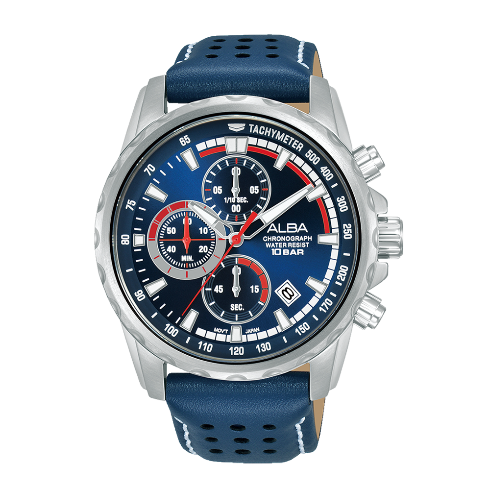 Alba AM3937X Men's Quartz Chronograph Leather Strap Watch
