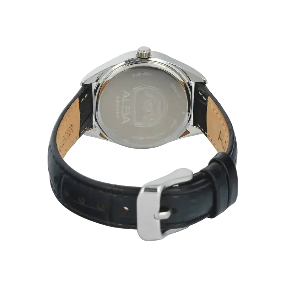 Alba AN8129X1 Women's Black Dial Leather Strap Watch VJ23 (30mm)