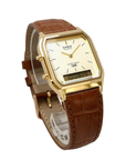 Casio Vintage AQ-230EGL-9ADF Analog-Digital Brown Leather Gold-Tone Watch