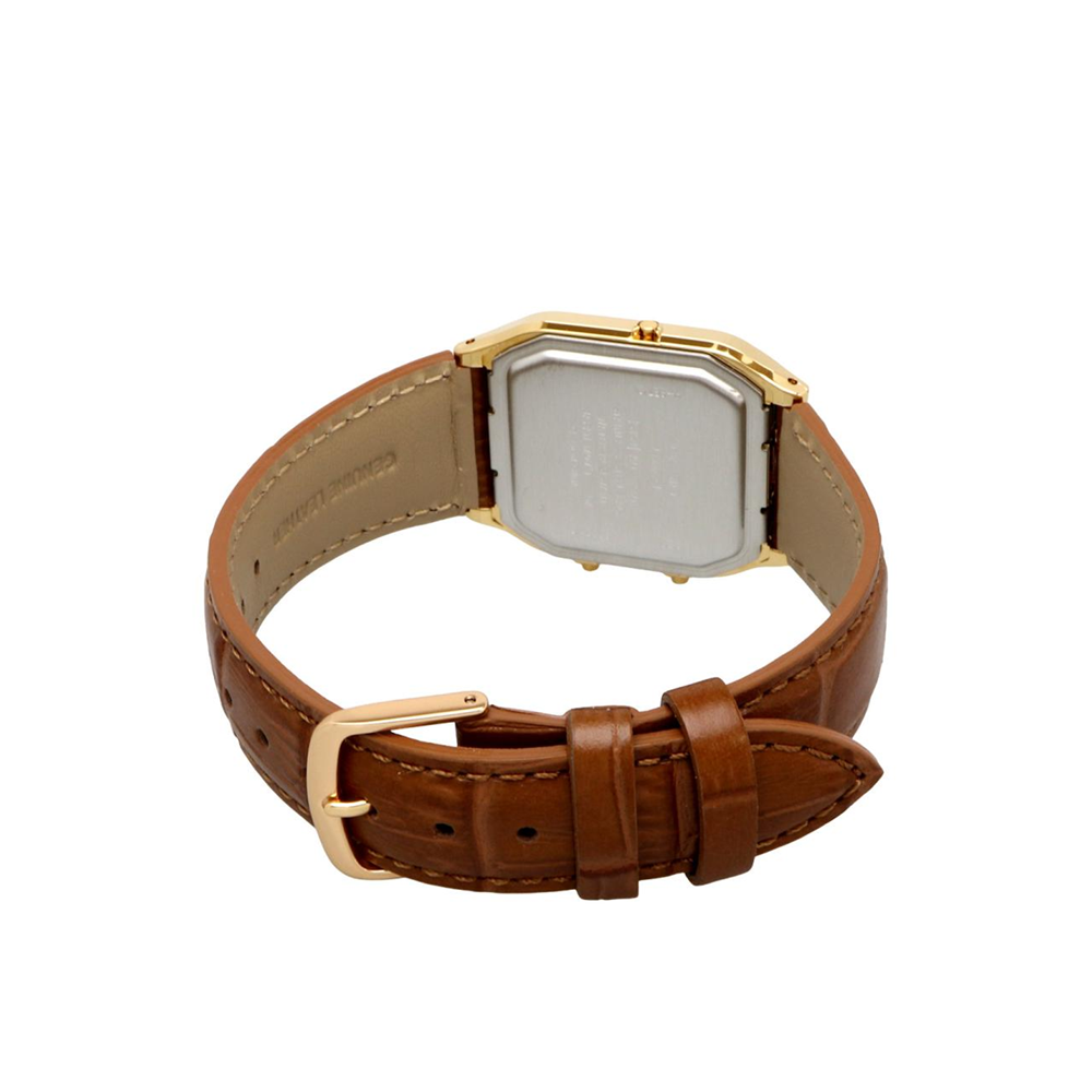 Casio Vintage AQ-230EGL-9ADF Analog-Digital Brown Leather Gold-Tone Watch