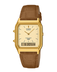 Casio Vintage AQ-230EGL-9ADF Analog-Digital Brown Leather Gold-Tone Watch