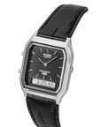 Casio Vintage AQ-230EL-1ADF Analog-Digital Black Leather Watch