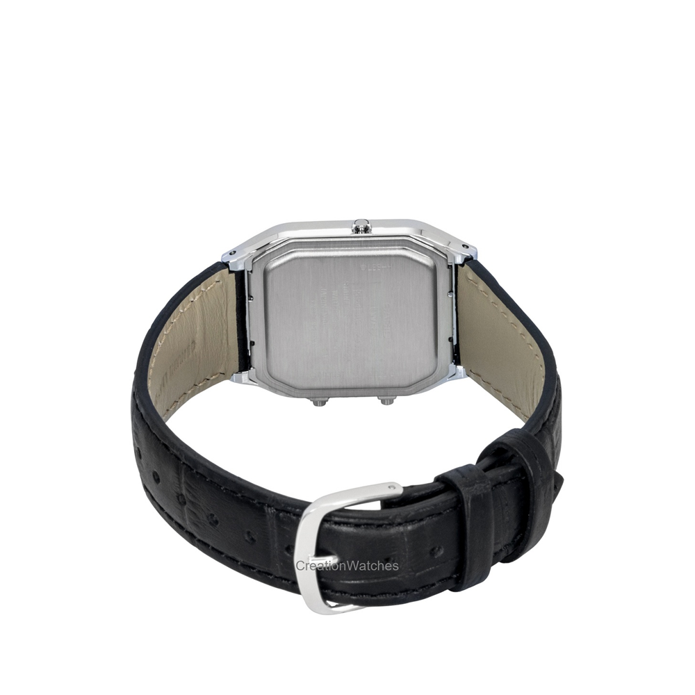 Casio Vintage AQ-230EL-1ADF Analog-Digital Black Leather Watch