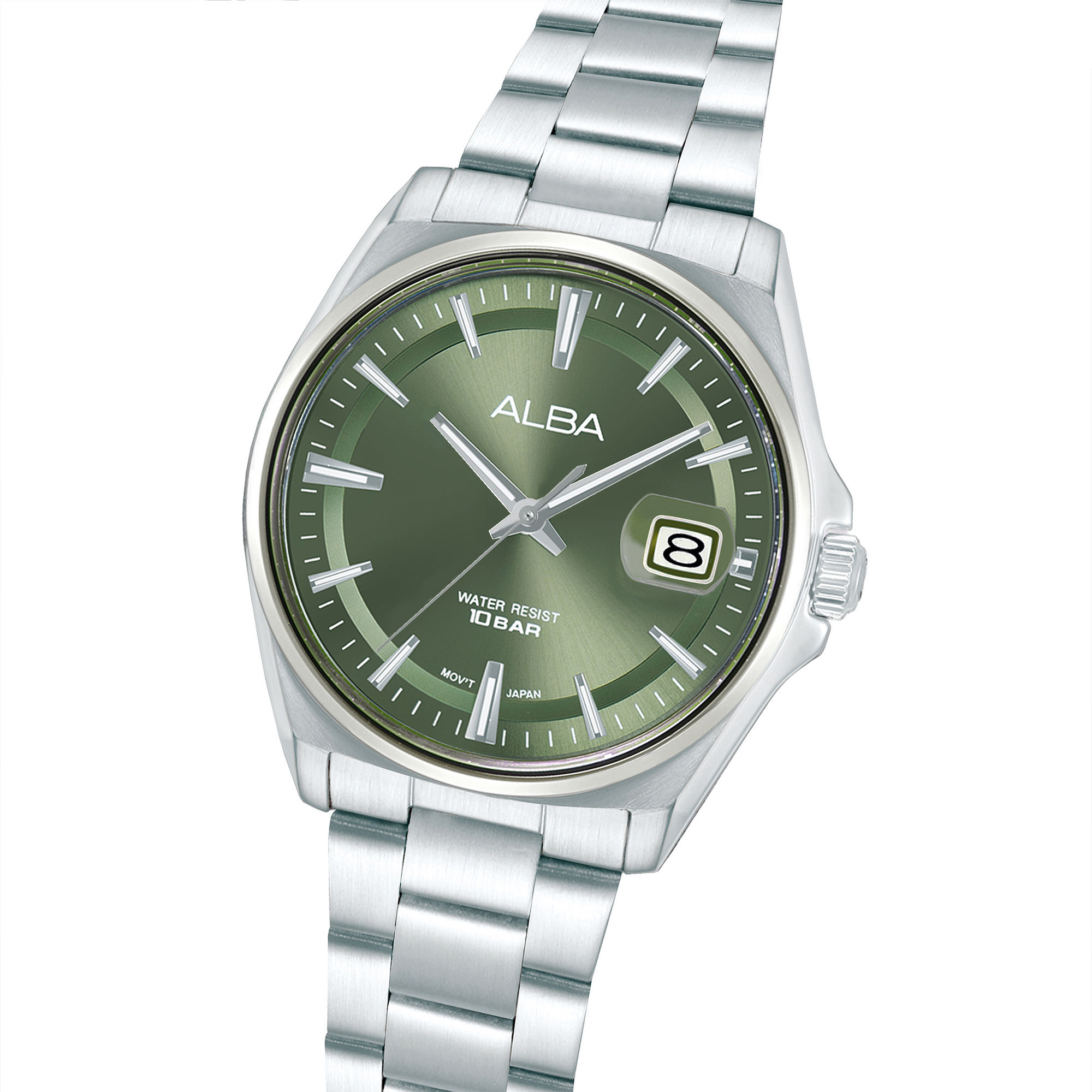 Alba AS9V87X1 Men's Tea Green Dial Stainless Steel Bracelet Watch VJ42 (39mm)